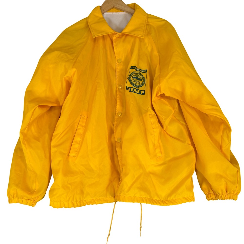 Vintage 1994 City of Boston Census Staff Coach Jacket Yellow Windbreaker Large